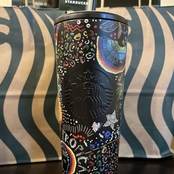 Starbucks X Farm Rio Tumbler Borogodo 24 Oz Graphic Print Colorful Stainless NEW - Picture 1 of 5